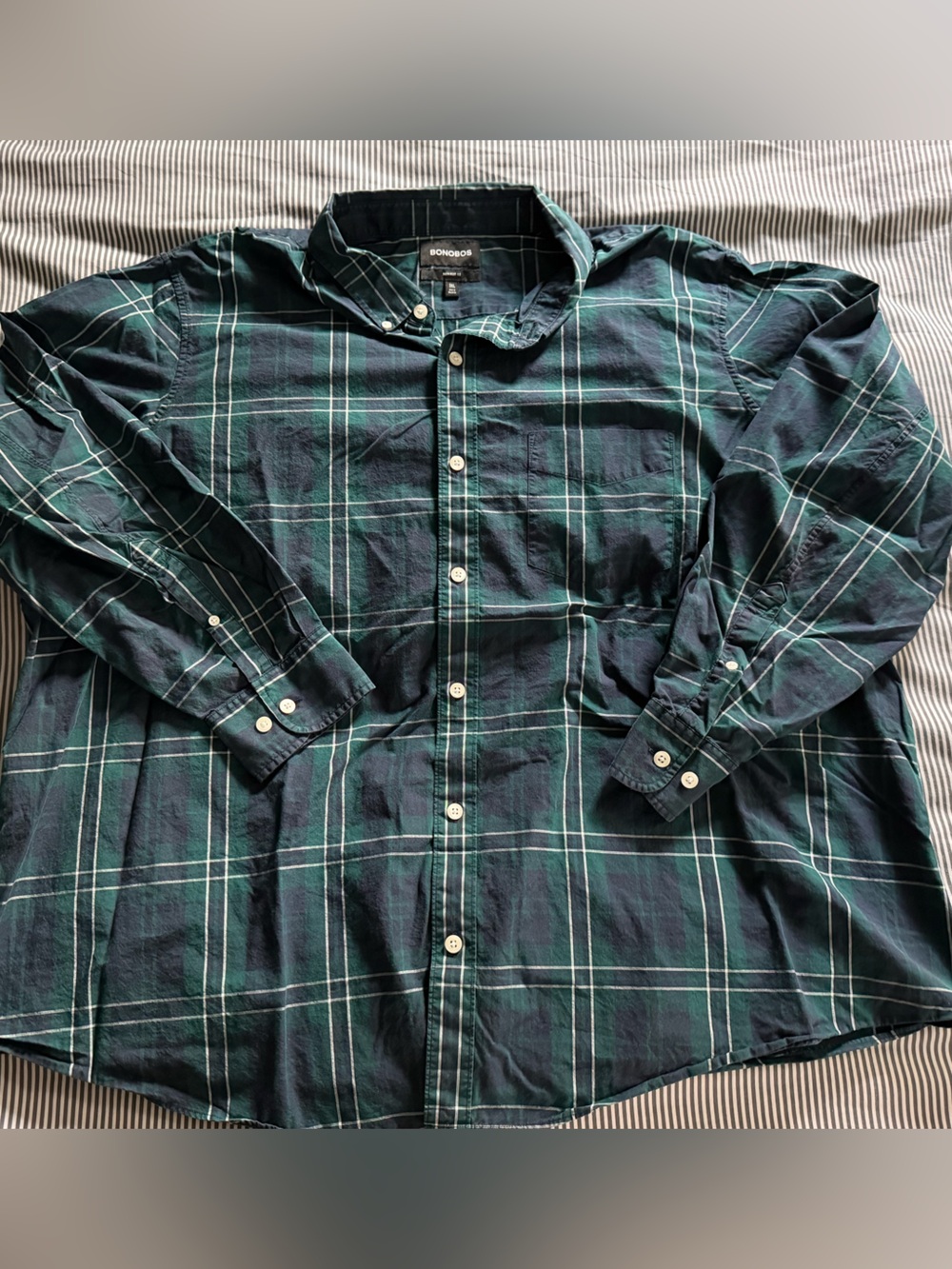 Bonobos Green and Navy Plaid Button-Down Shirt